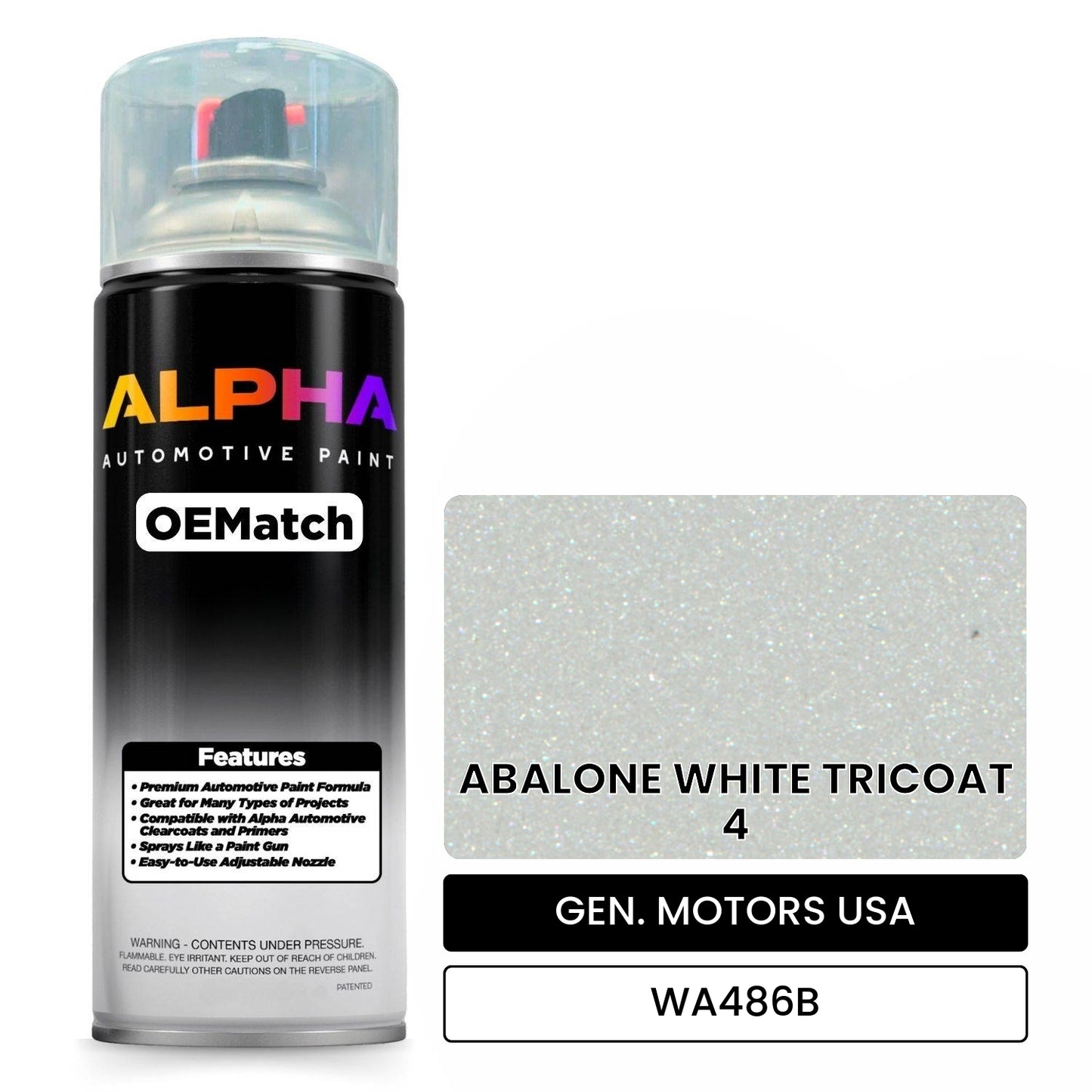 GEN. MOTORS USA ABALONE WHITE TRICOAT 4 WA486B OEMatch Spraycan