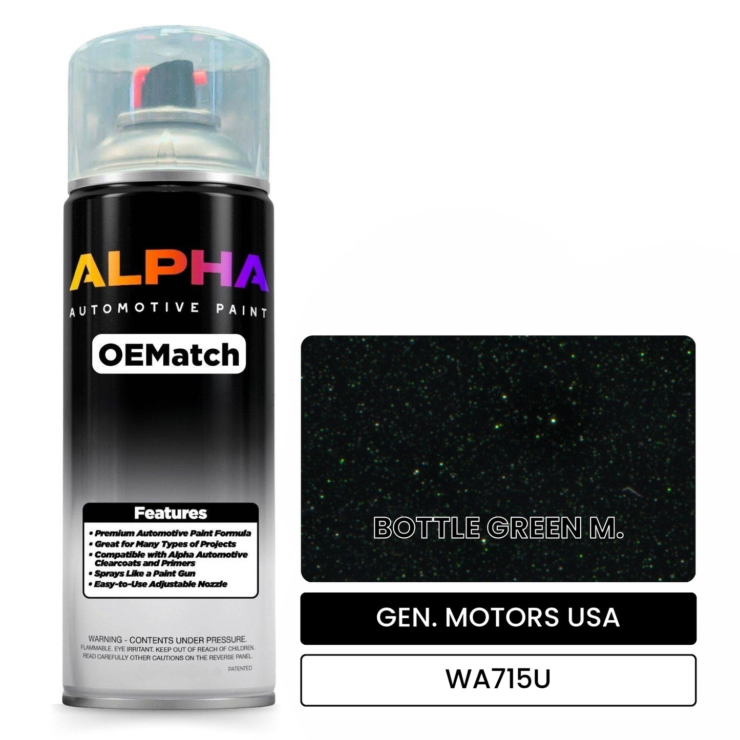 GEN. MOTORS USA BOTTLE GREEN M. WA715U OEMatch Spraycan