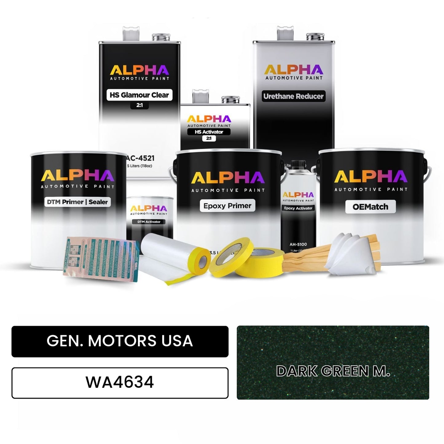 GEN. MOTORS USA DARK GREEN M. WA4634 OEMatch Vehicle Paint Kit