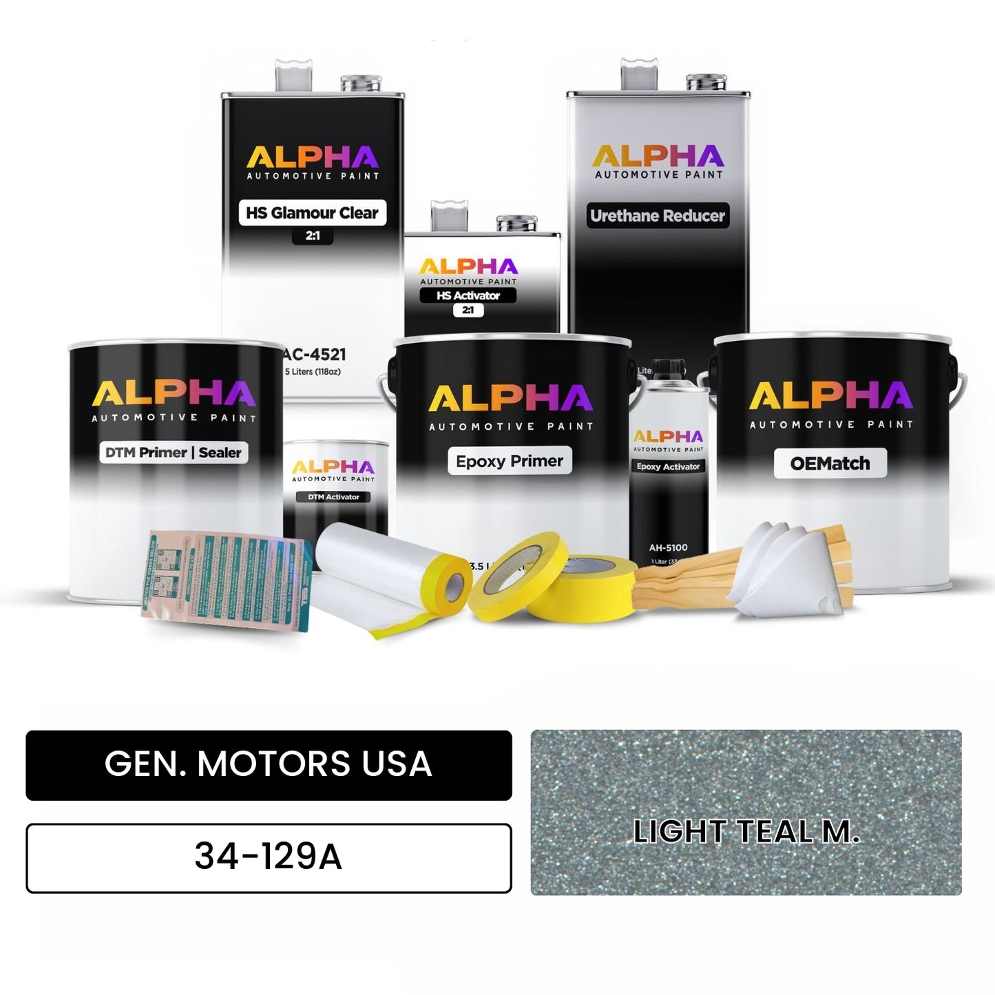 GEN. MOTORS USA LIGHT TEAL M. 34-129A OEMatch Vehicle Paint Kit