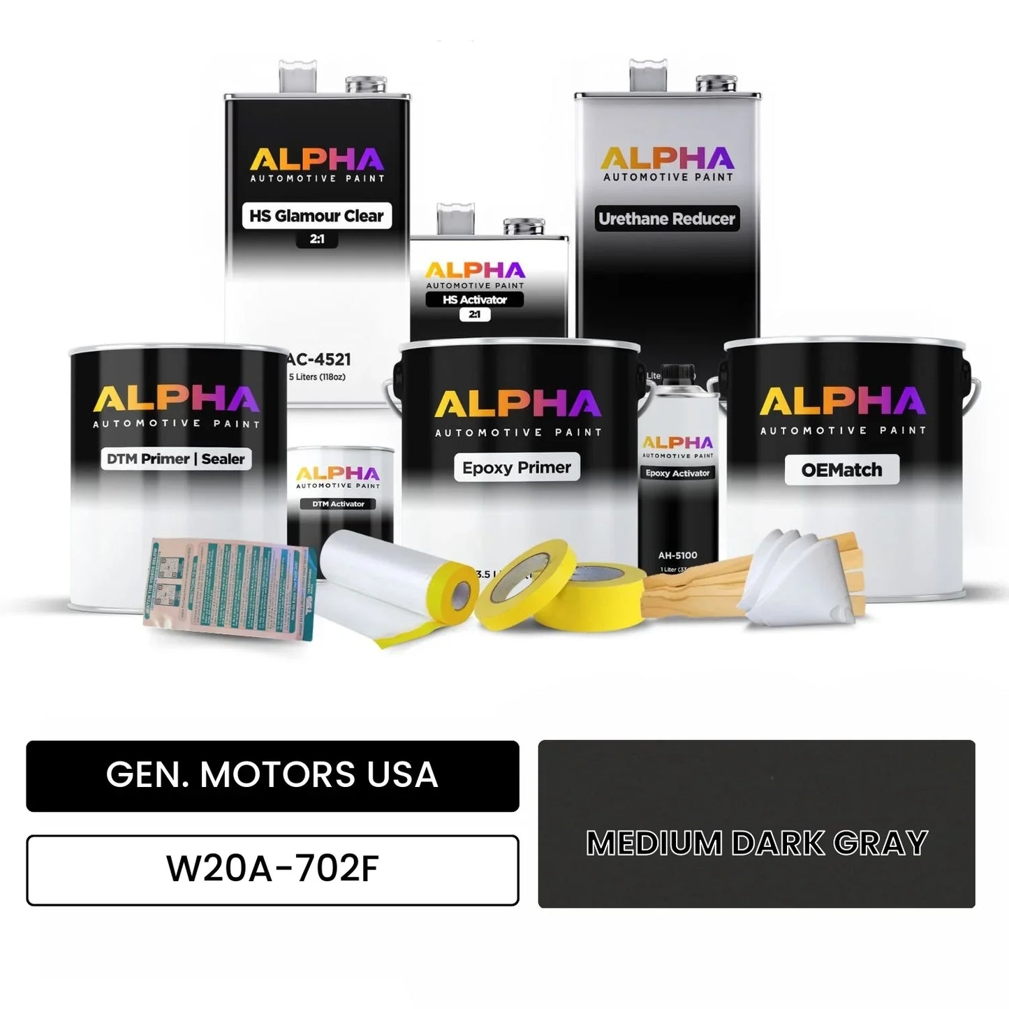 GEN. MOTORS USA MEDIUM DARK GRAY W20A-702F OEMatch Vehicle Paint Kit