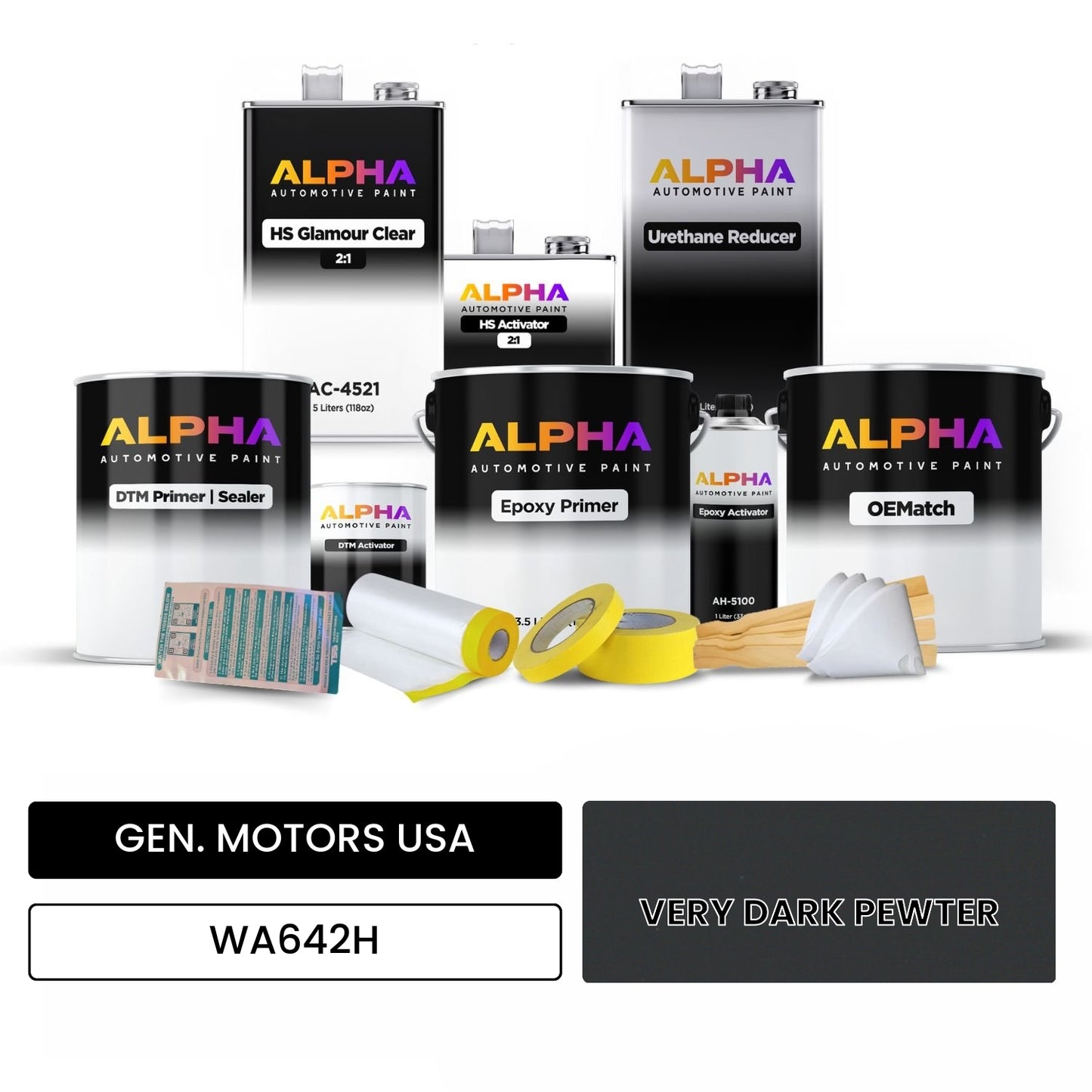 GEN. MOTORS USA VERY DARK PEWTER WA642H OEMatch Vehicle Paint Kit