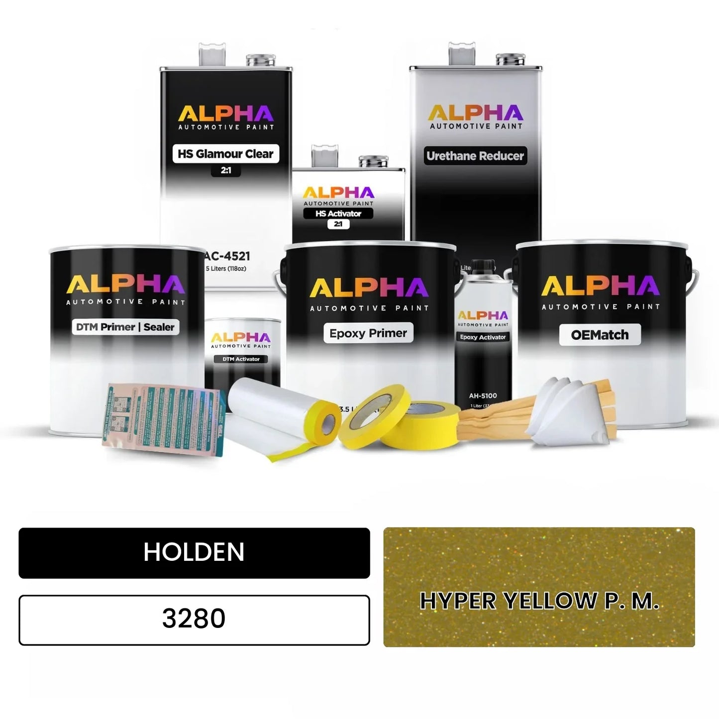 HOLDEN HYPER YELLOW P. M. 3280 OEMatch Vehicle Paint Kit