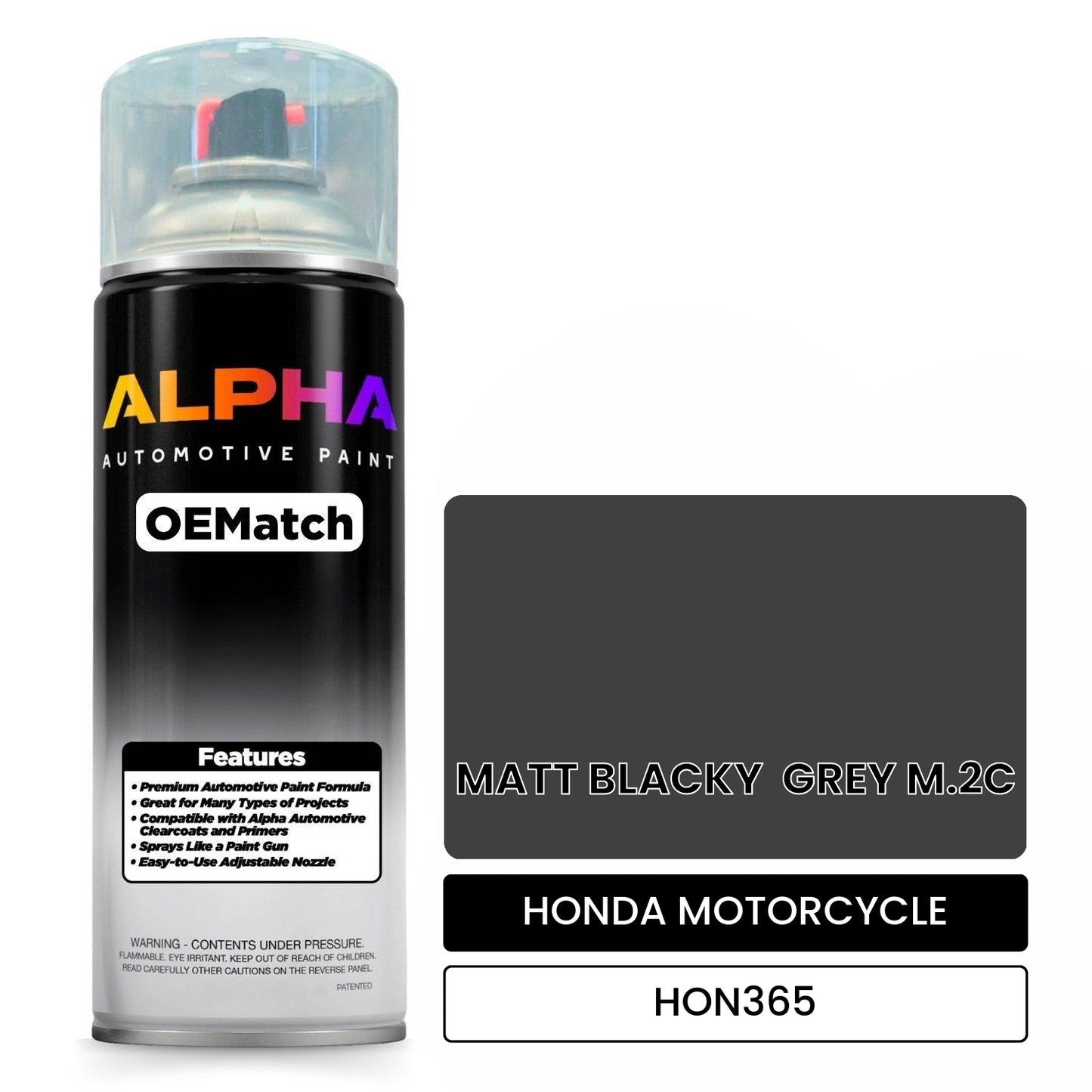 HONDA MOTORCYCLE MATT BLACKY GREY M.2C HON365 OEMatch Spraycan