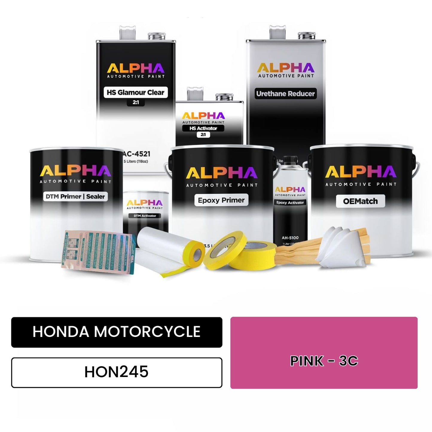 HONDA MOTORCYCLE PINK - 3C HON245 OEMatch Vehicle Paint Kit