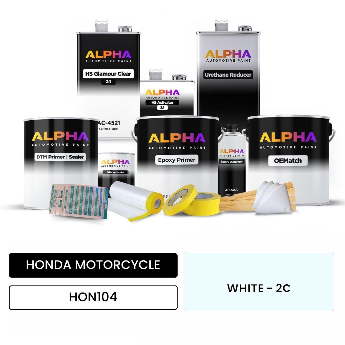 HONDA MOTORCYCLE WHITE - 2C HON104 OEMatch Vehicle Paint Kit