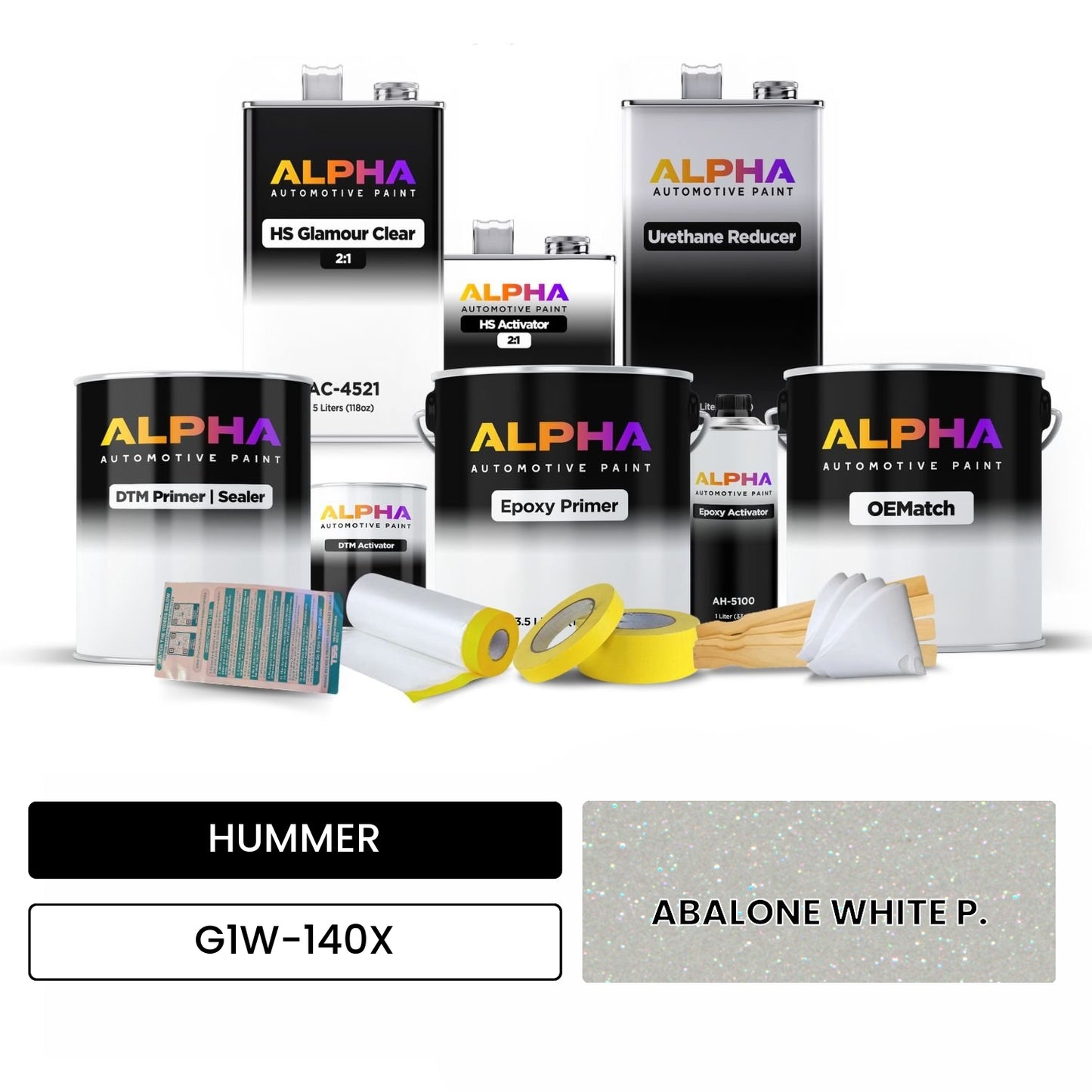 HUMMER ABALONE WHITE P. G1W-140X OEMatch Vehicle Paint Kit