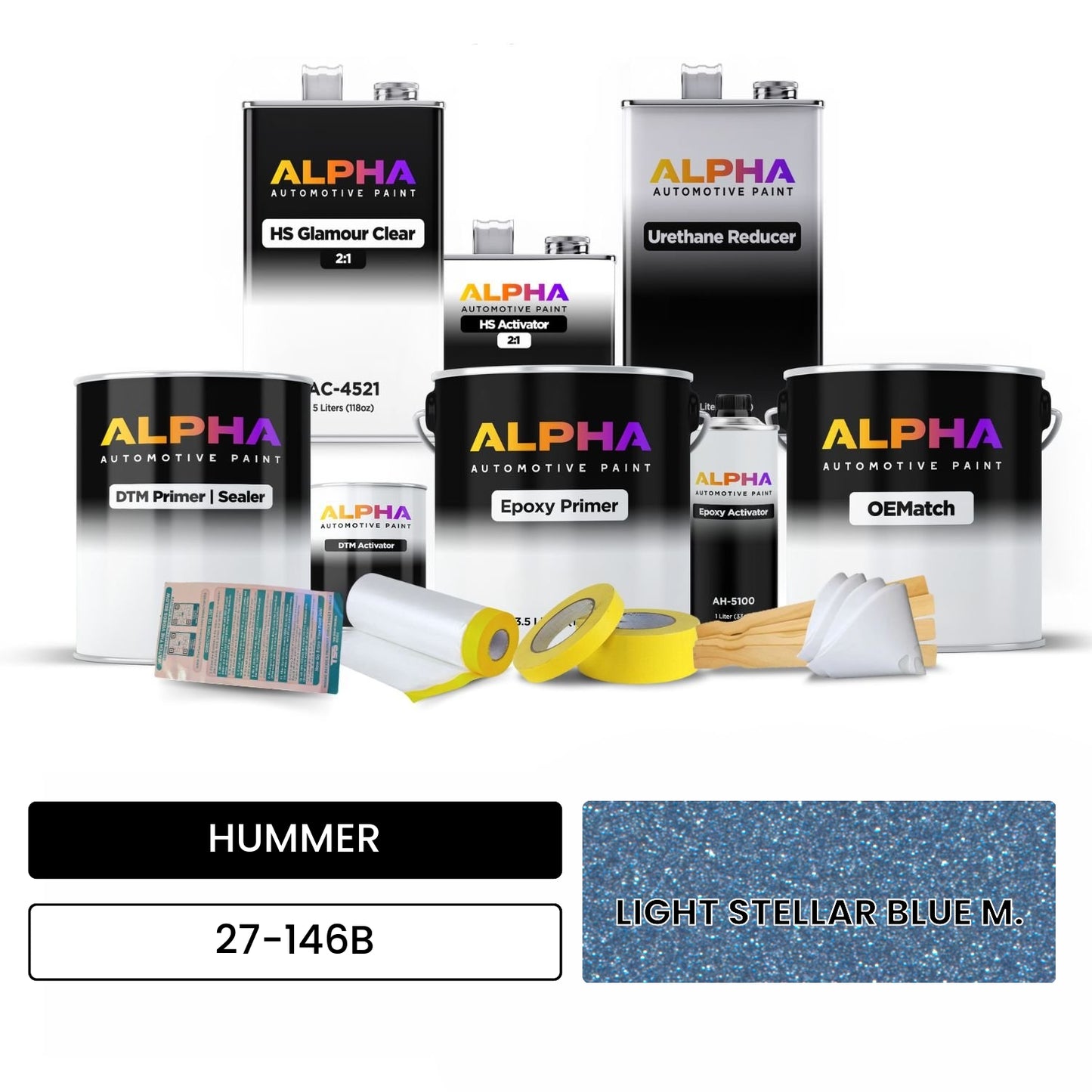 HUMMER LIGHT STELLAR BLUE M. 27-146B OEMatch Vehicle Paint Kit