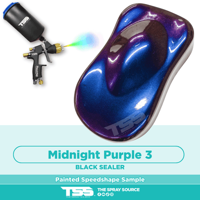 Midnight Purple 3 Alpha Custom Color Pre-Sprayed Speedshape Paint Sample (Black Ground Coat) - The Spray Source - Alpha Pigments
