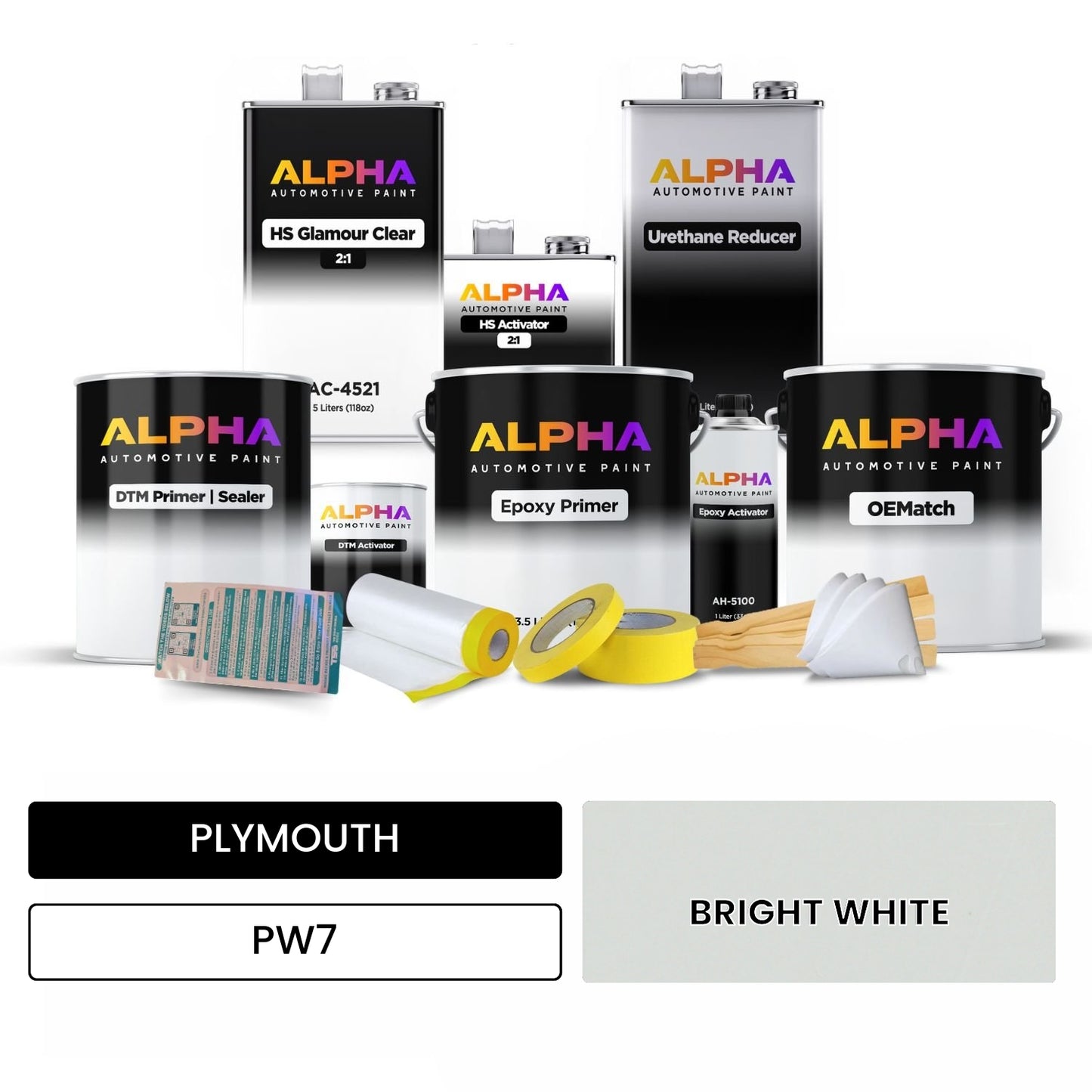 PLYMOUTH BRIGHT WHITE PW7 OEMatch Vehicle Paint Kit