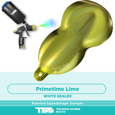 Primetime Lime Pre-Sprayed Speedshape Paint Sample (White Ground Coat) - The Spray Source - Tamco Paint