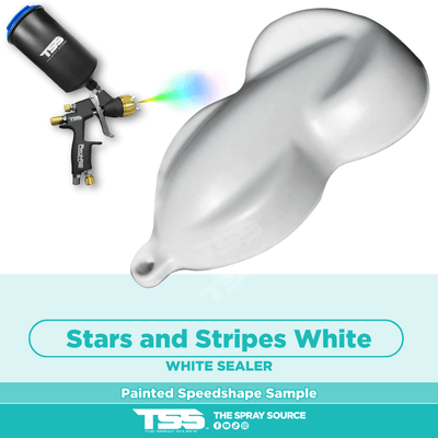 Stars & Stripes White Pearl Pre-Sprayed Speedshape Paint Sample (White Ground Coat) - The Spray Source - Tamco Paint