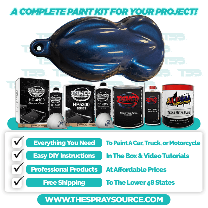 Texas Metal Blue Extra Small Car Kit (Black Ground Coat) - The Spray Source - Alpha Pigments