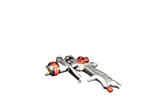 EcoHS™ paint spray gun with red adjustment knobs and silver trigger, professional air spray tool