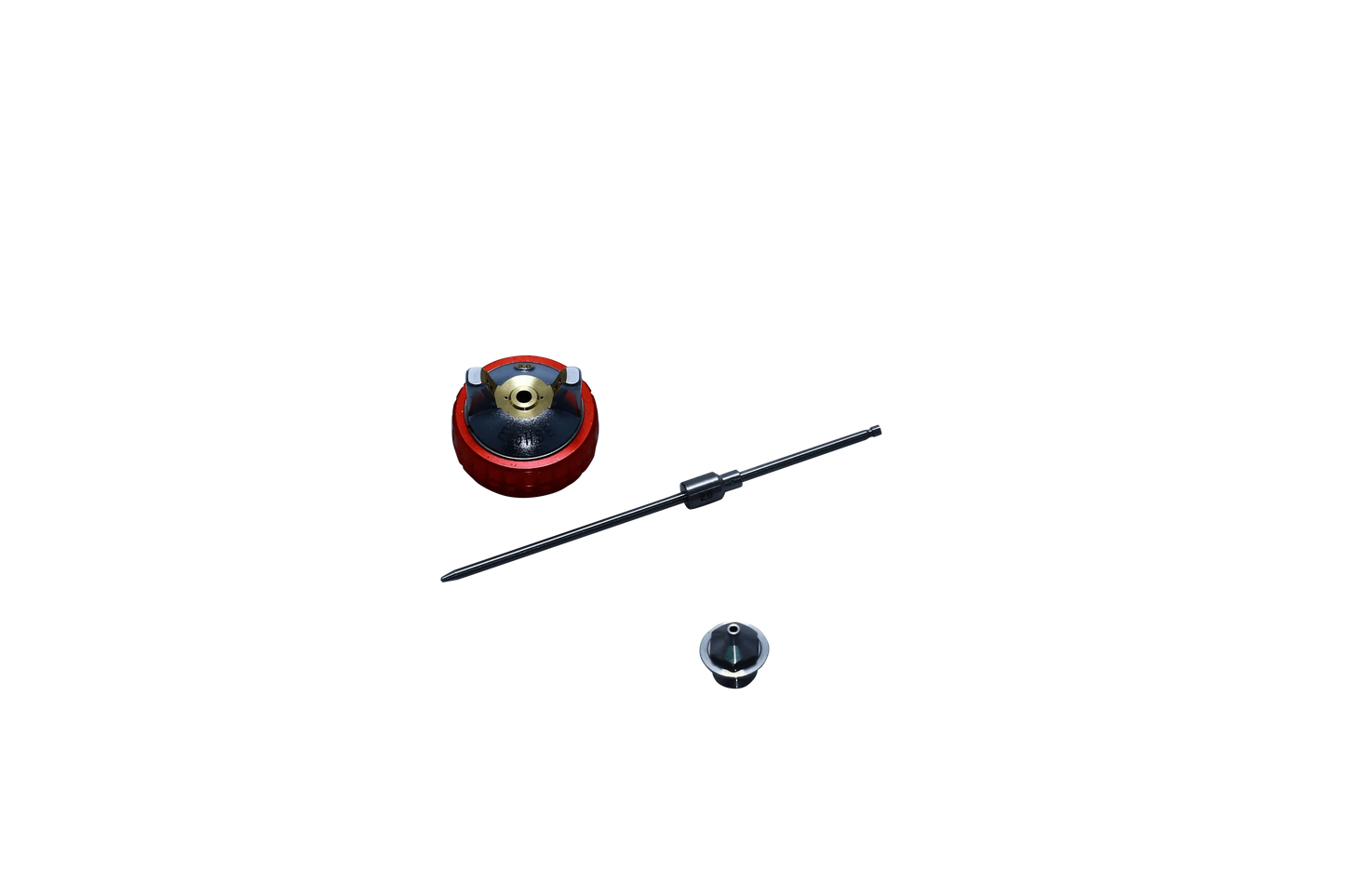 MiniHSE 1.8mm needle set with red adjuster and valve components for spray equipment