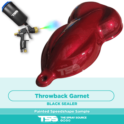 Throwback Garnet Red Pre-Sprayed Speedshape Paint Sample (Black Ground Coat) - The Spray Source - Tamco Paint