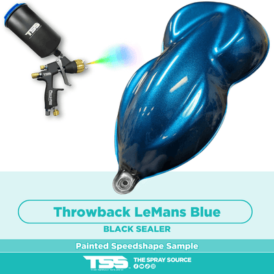 Throwback LeMans Blue Pre-Sprayed Speedshape Paint Sample (Black Ground Coat) - The Spray Source - Tamco Paint