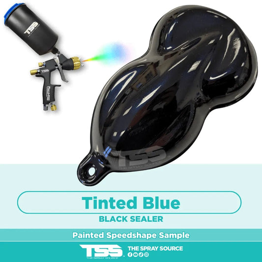 Tinted Blue Pre-Sprayed Speedshape Paint Sample (Black Ground Coat) - The Spray Source - Alpha Pigments