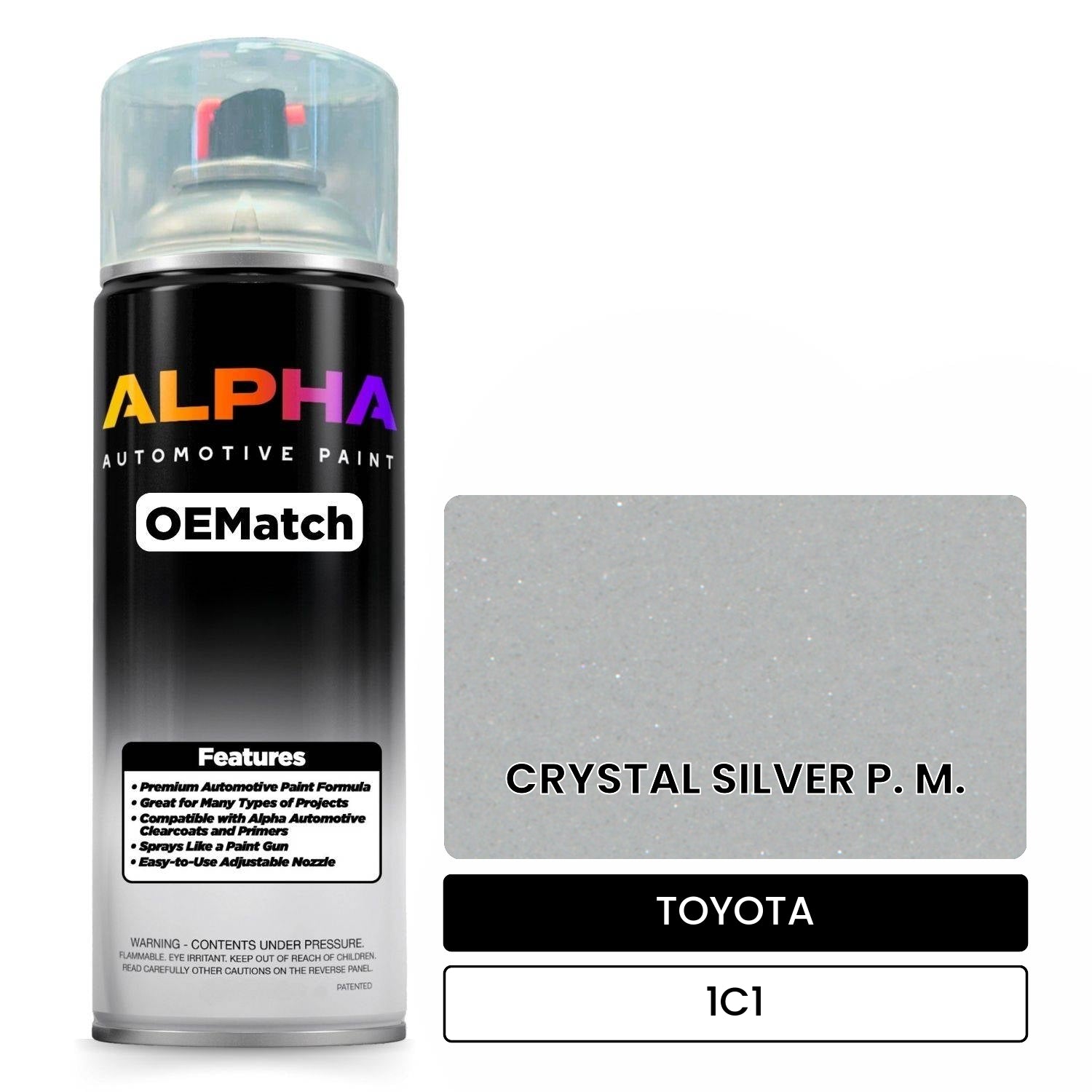 TOYOTA CRYSTAL SILVER P. M. 1C1 | OEMatch Automotive Spraycan