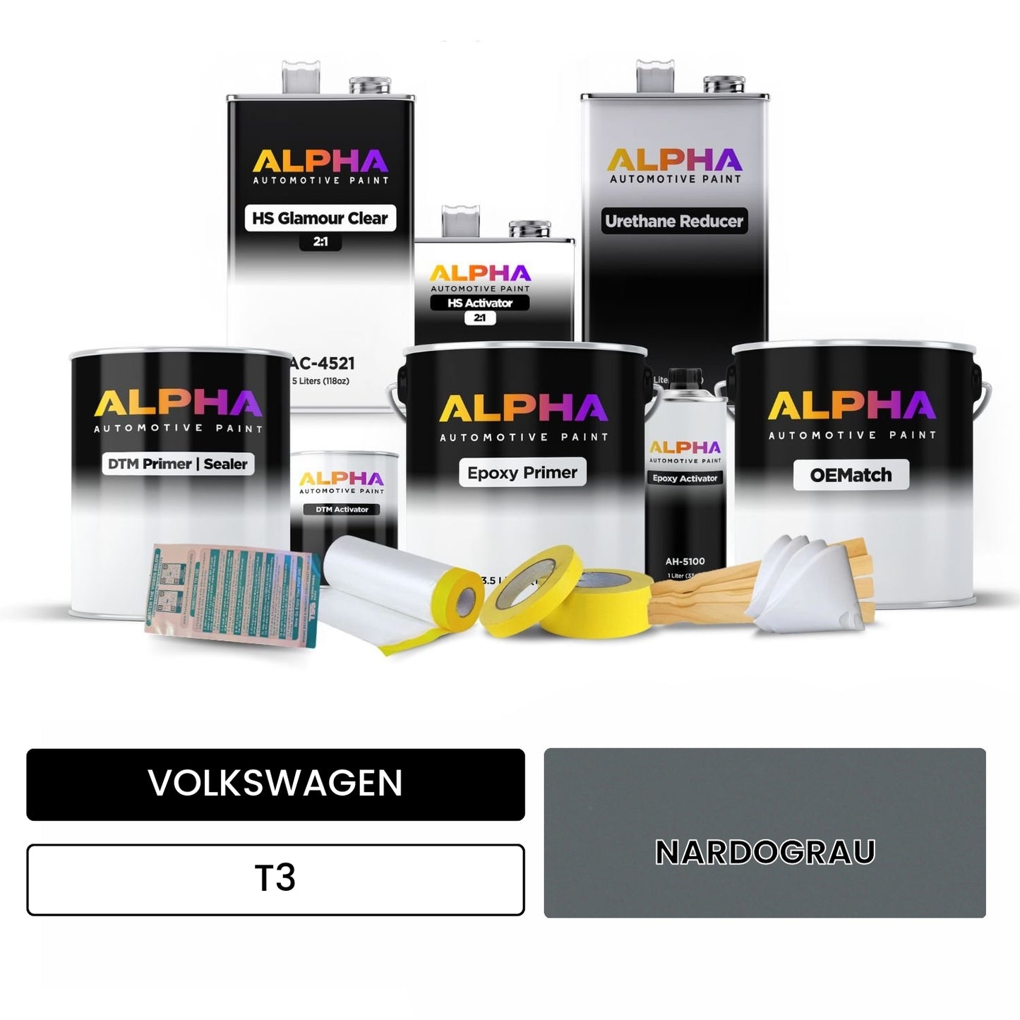 VOLKSWAGEN Nardo Gray T3 OEMatch Vehicle Paint Kit
