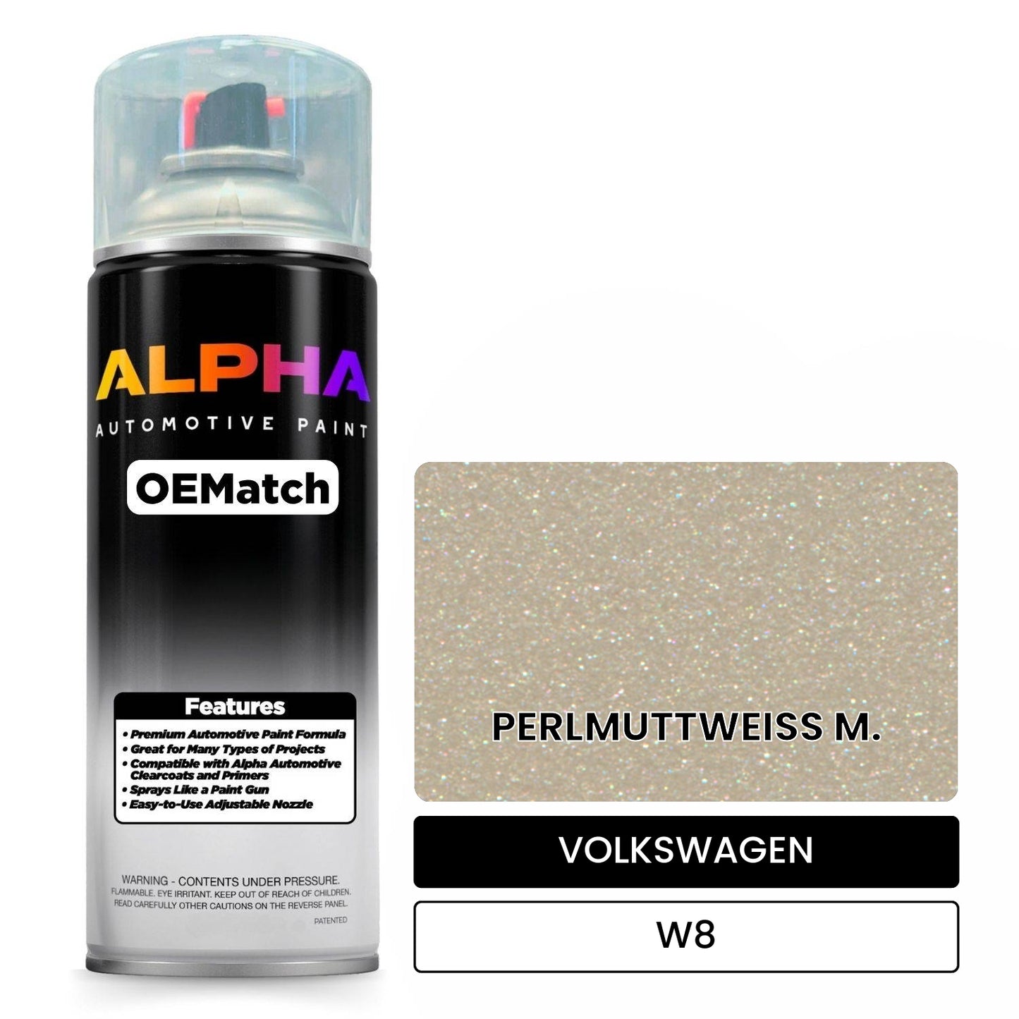VOLKSWAGEN Pearl White Metallic W8 OEMatch Spraycan