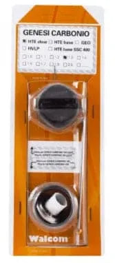Walcom Genesi Carbonio EVO HTE clear nozzle set with cap in orange packaging