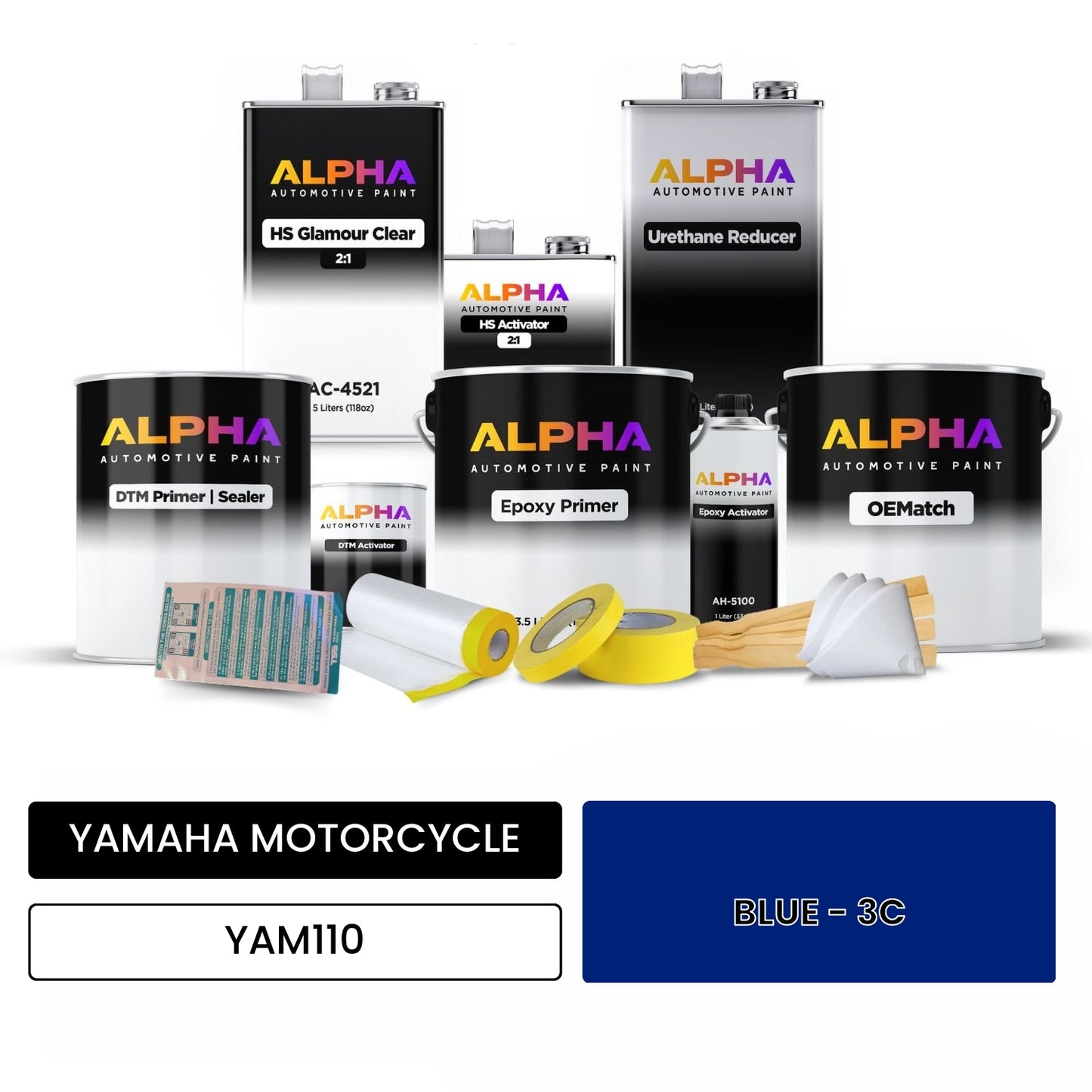 YAMAHA MOTORCYCLE BLUE - 3C YAM110 OEMatch Vehicle Paint Kit