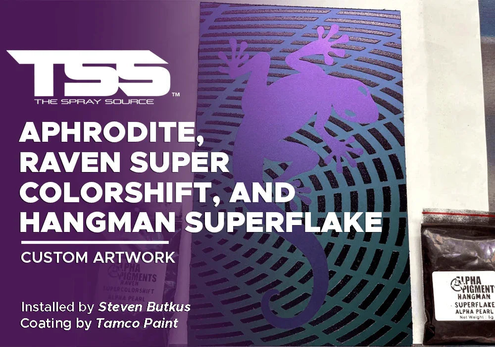 Aphrodite, Raven Super Colorshift, and Hangman Superflake on Custom Artwork