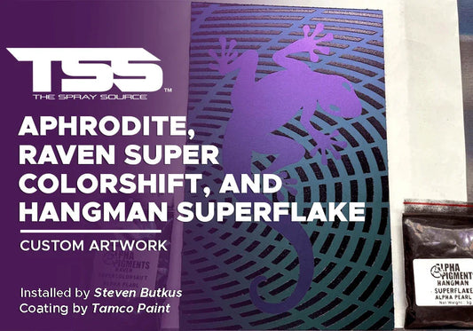 Aphrodite, Raven Super Colorshift, and Hangman Superflake on Custom Artwork