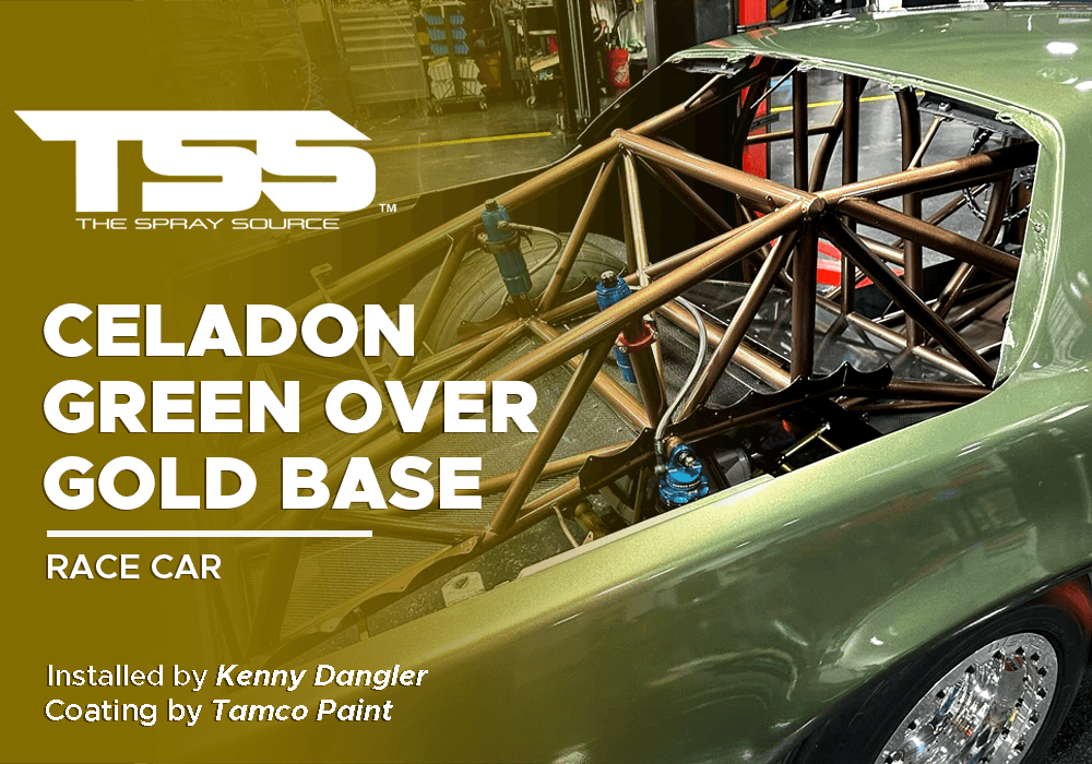 Celadon Green over Gold Base on Race Car 