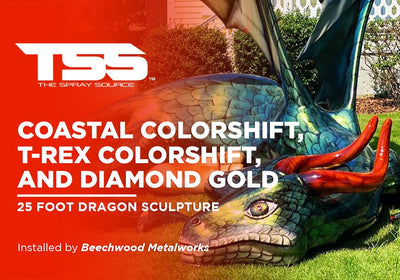 COASTAL COLORSHIFT, T-REX COLORSHIFT, AND DIAMOND GOLD | 25 FOOT DRAGON SCULPTURE