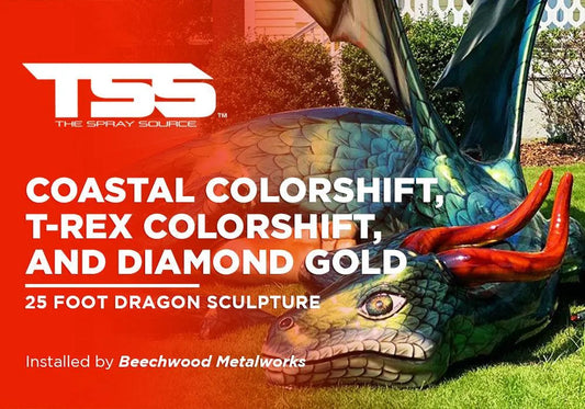 COASTAL COLORSHIFT, T-REX COLORSHIFT, AND DIAMOND GOLD | 25 FOOT DRAGON SCULPTURE - The Spray Source