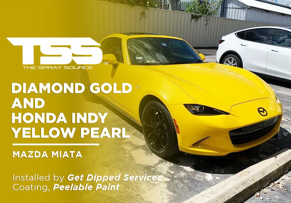 DIAMOND GOLD AND HONDA INDY YELLOW PEARL | PEELABLE PAINT | MAZDA MIATA - The Spray Source