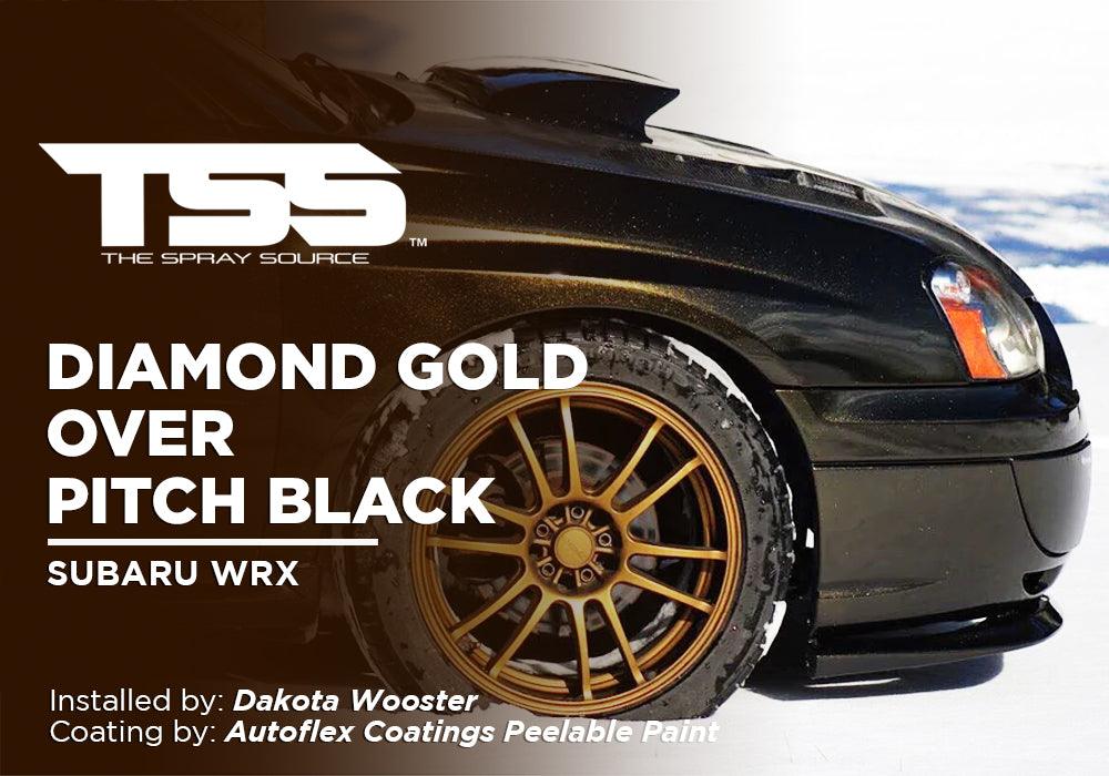 DIAMOND GOLD OVER PITCH BLACK | AUTOFLEX COATINGS | PEELABLE PAINT | SUBARU WRX - The Spray Source