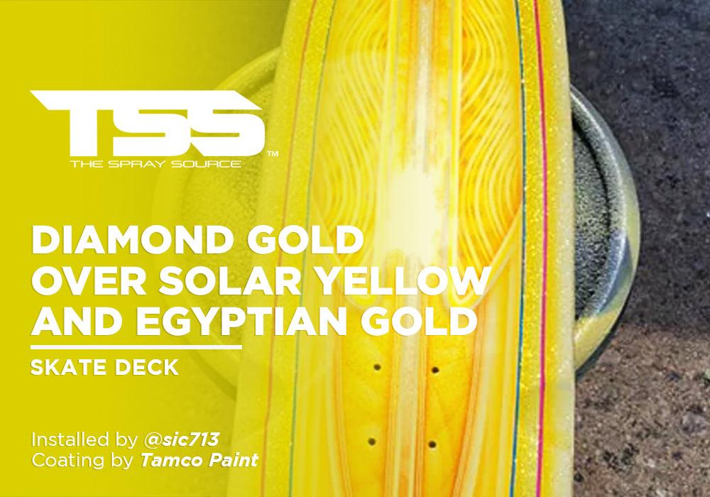 DIAMOND GOLD OVER SOLAR YELLOW AND EGYPTIAN GOLD | TAMCO PAINT | SKATE DECK - The Spray Source