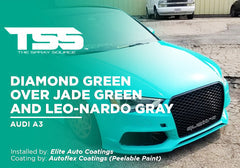 DIAMOND GREEN OVER JADE GREEN AND LEO-NARDO GRAY | AUTOFLEX COATINGS | PEELABLE PAINT | AUDI A3