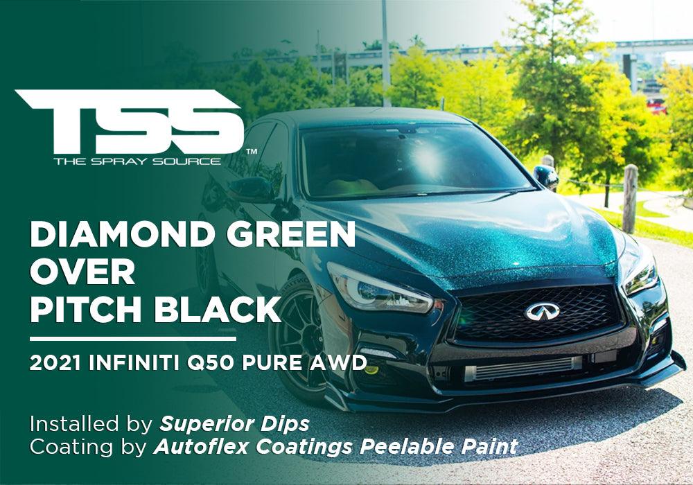 DIAMOND GREEN OVER PITCH BLACK | AUTOFLEX COATINGS | 2021 INFINITI Q50 PURE AWD - The Spray Source