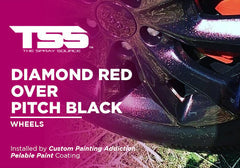 Diamond Red over Pitch Black on Car Wheels