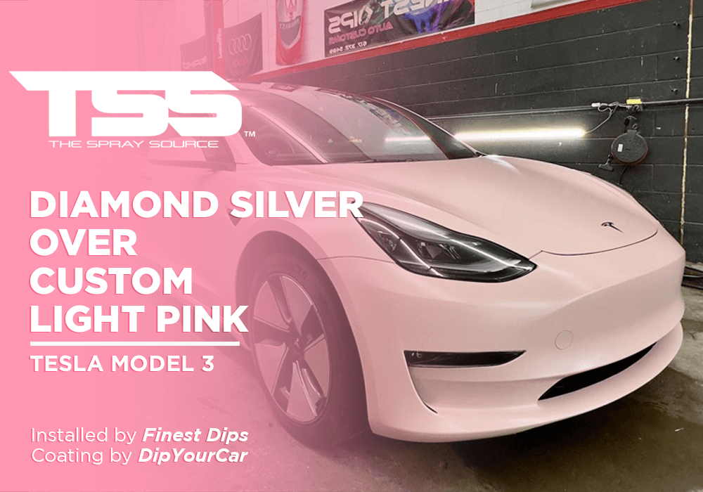 DIAMOND SILVER OVER CUSTOM LIGHT PINK | DIPYOURCAR | TESLA MODEL 3 - The Spray Source