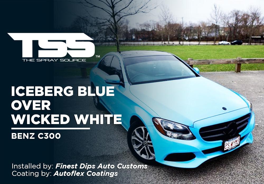 ICEBERG BLUE OVER WICKED WHITE | AUTOFLEX COATINGS | PEELABLE PAINT | BENZ C300 - The Spray Source