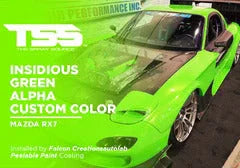 Insidious Green Alpha Custom Color on Mazda RX7