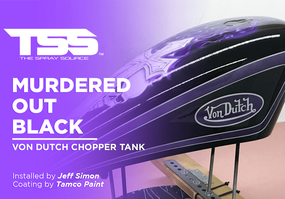 Tamco Paint's Murdered Out Black on Von Dutch Chopper Tank 