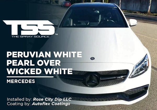 PERUVIAN WHITE PEARL OVER WICKED WHITE | AUTOFLEX COATINGS | PEELABLE PAINT | MERCEDES - The Spray Source