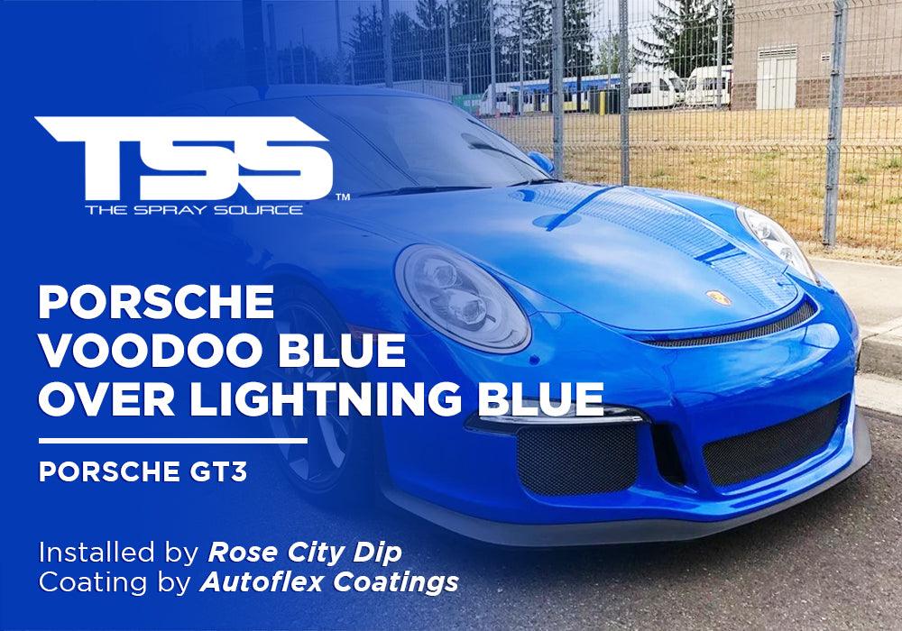 PORSCHE VOODOO BLUE OVER LIGHTNING BLUE | AUTOFLEX COATINGS | PORSCHE GT3 - The Spray Source