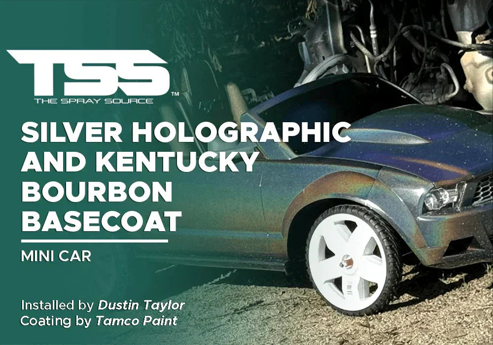 Mini car with silver holographic and Kentucky bourbon basecoat paint by Tamco Paint, installed by Dustin Taylor