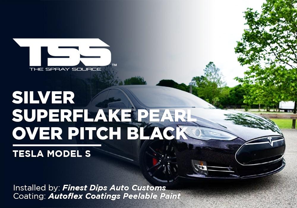 SILVER SUPERFLAKE PEARL OVER PITCH BLACK | AUTOFLEX COATINGS | TESLA MODEL S - The Spray Source