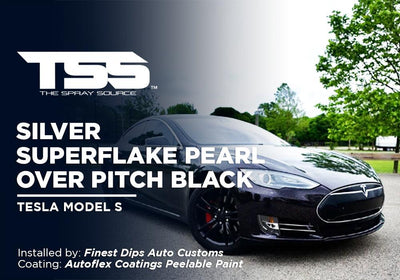 SILVER SUPERFLAKE PEARL OVER PITCH BLACK | AUTOFLEX COATINGS | TESLA MODEL S