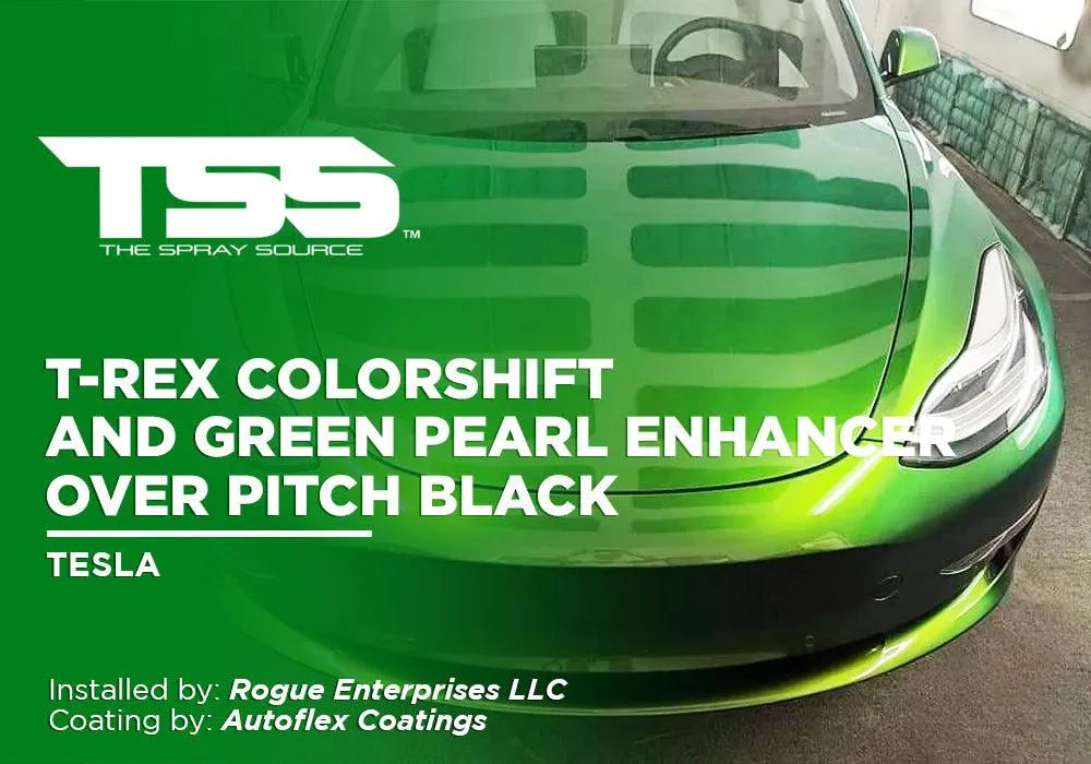 T-REX COLORSHIFT AND GREEN PEARL ENHANCER OVER PITCH BLACK | AUTOFLEX COATINGS | PEELABLE PAINT | TESLA - The Spray Source