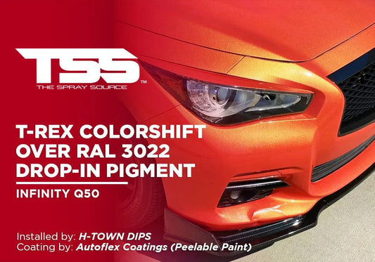 T-REX COLORSHIFT OVER RAL 3022 DROP-IN PIGMENT | AUTOFLEX COATINGS | PEELABLE PAINT | INFINITY Q50 - The Spray Source