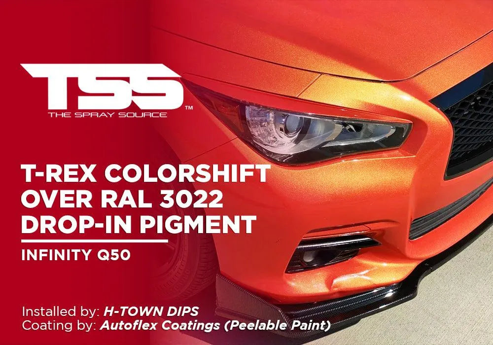 T-REX COLORSHIFT OVER RAL 3022 DROP-IN PIGMENT | AUTOFLEX COATINGS | PEELABLE PAINT | INFINITY Q50 - The Spray Source